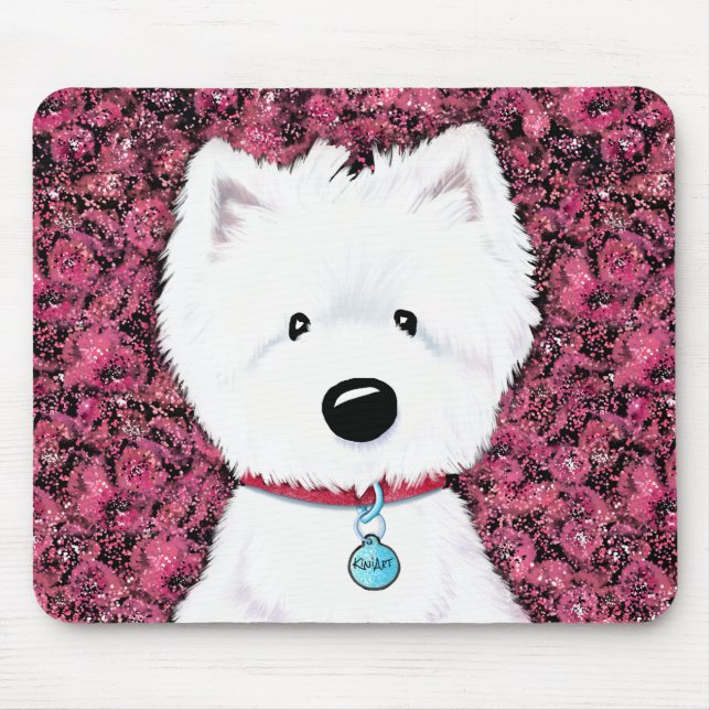 KiniArt Westie Impressions Floral Mouse Pad (Front)