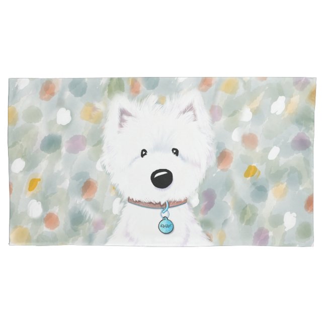 KiniArt Westie Impressions Pillow Case (Front-Left)