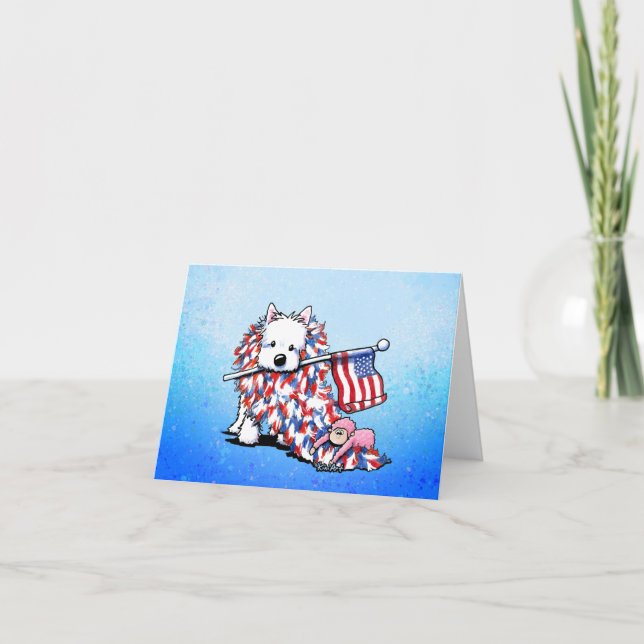 KiniArt Westie Liberty Patriotic Note Card (Front)