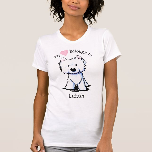 KiniArt Westie MY HEART BELONGS T-Shirt (Front)