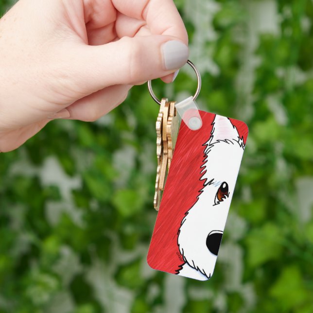 KiniArt Westie On Red Key Ring (Hand)