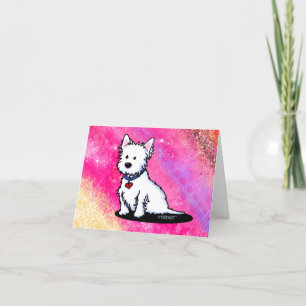 KiniArt Westie Pink Note card