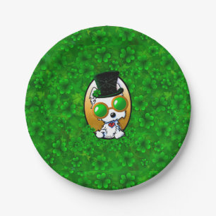 KiniArt Westie Shamrock Paper Plate