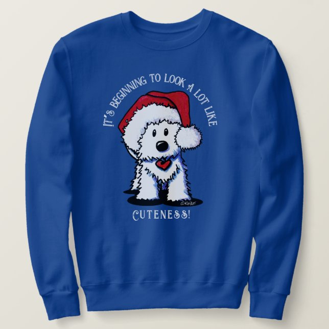 KiniArt Westie Terrier Christmas Sweatshirt (Design Front)