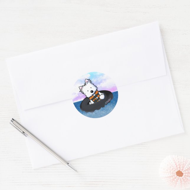 KiniArt Westie Terrier  Classic Round Sticker (Envelope)