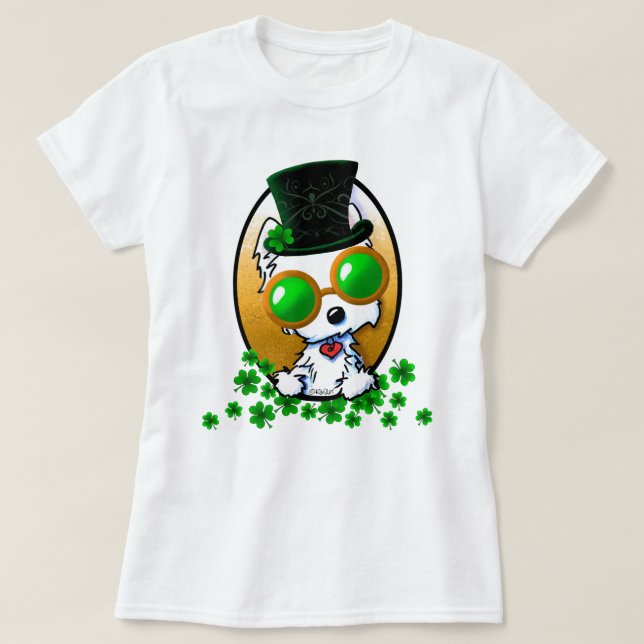 KiniArt Westie Terrier St. Paddy's T-Shirt (Design Front)