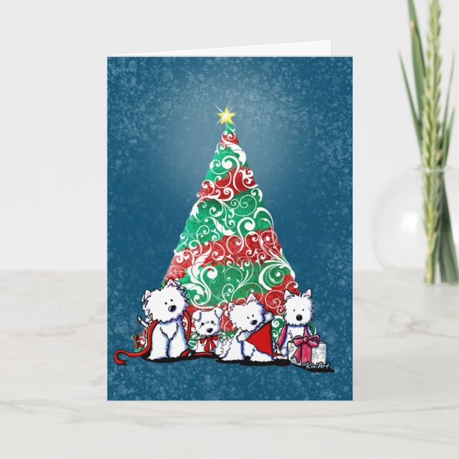 KiniArt Westie Terriers Christmas Card (Front)