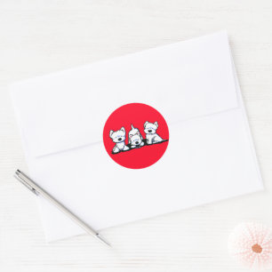 KiniArt Westie Trio Classic Round Sticker