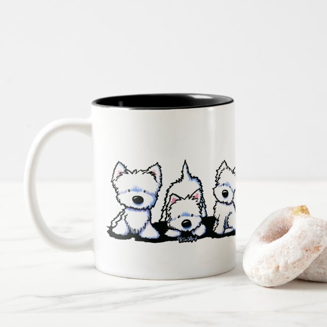 KiniArt Westie Trio Mug (With Donut)