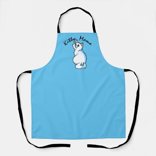 KiniArt White Cat Apron (Front)