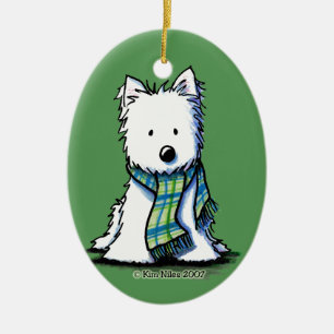 KiniArt Winter Scarf Westie Ceramic Ornament