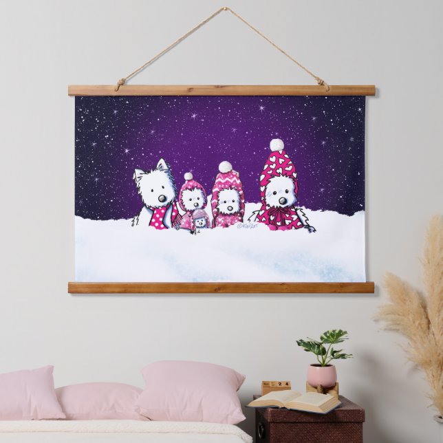KiniArt Winter Westies Christmas Hanging Tapestry (Bedroom)