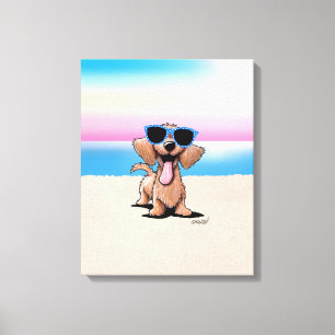 KiniArt Wirehaired Dachshund Dog Beach Canvas Print