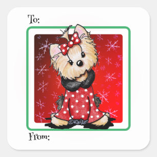 KiniArt Yorkie Christmas  Square Sticker