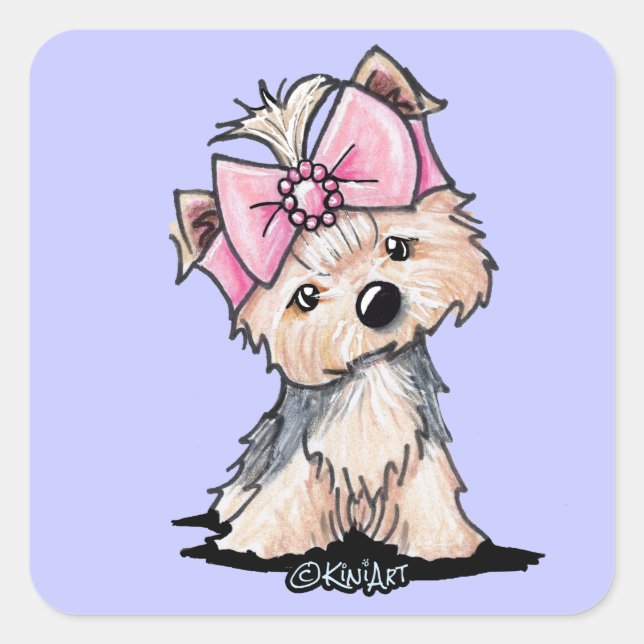 KiniArt Yorkie Gem Square Sticker (Front)
