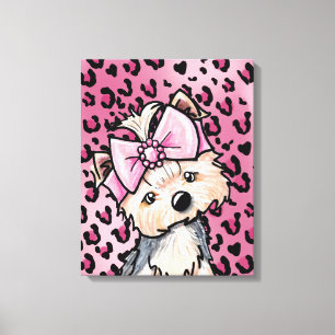 KiniArt Yorkie Girl Pink Leopard Canvas Print