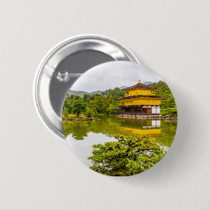 Kinkaku-ji Or Golden Pavilion And Pond, Kyoto 6 Cm Round Badge