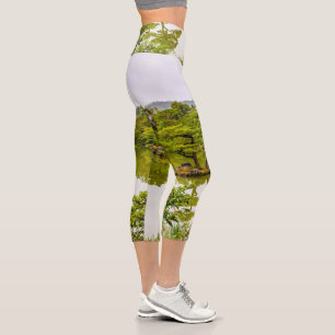 Kinkaku-ji Or Golden Pavilion And Pond, Kyoto Capri Leggings