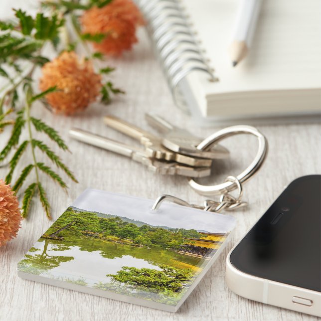 Kinkaku-ji Or Golden Pavilion And Pond, Kyoto Key Ring (Front Right)