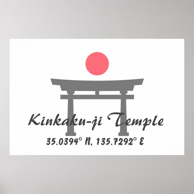 Kinkaku-ji Temple Latitude  Longitude  Poster (Front)