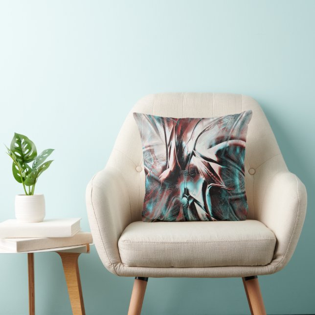 kinked brown red to blue pixelated drizzle texture cushion (Chair)