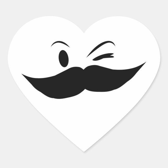 Kinky Moustache Heart Sticker (Front)