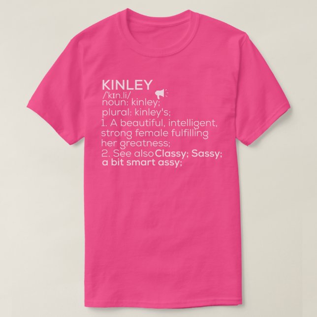 Kinley Name Kinley Definition Kinley Female Name K T-Shirt (Design Front)
