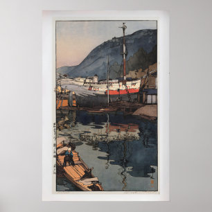 Kinoe Harbour by Hiroshi Yoshida  Vintage Japanese Poster