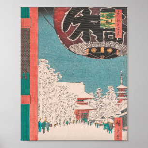 Kinryuzan Temple Snow Scene Vintage Ukiyo-e Japan Poster