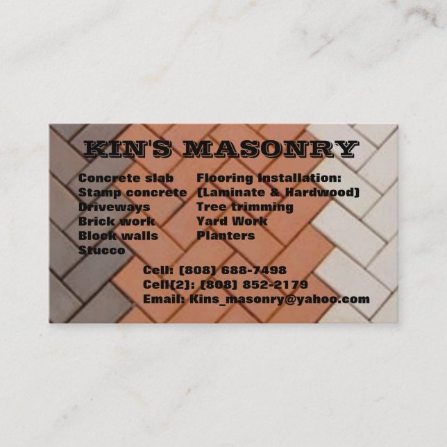 Kin's_masonry Business Card (Front)