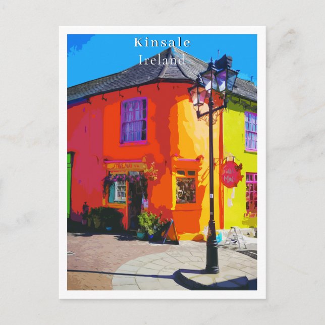 Kinsale Cork Ireland Retro Style Postcard (Front)