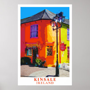 Kinsale Ireland Travel Poster Colorful Town Art