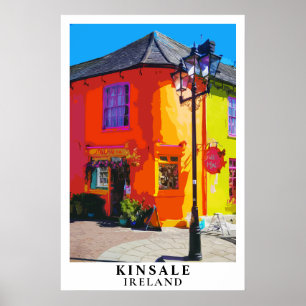Kinsale Ireland Travel Poster Colorful Town Art