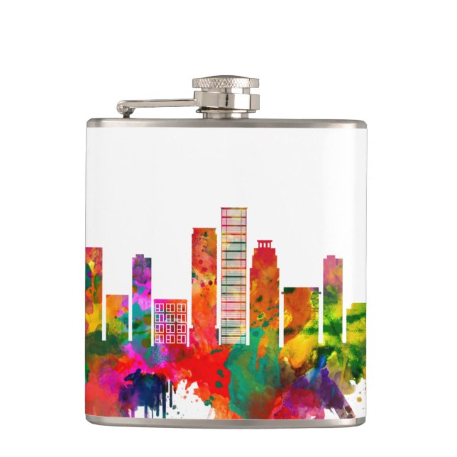 Kinshasa DR Congo Skyline Hip Flask (Front)