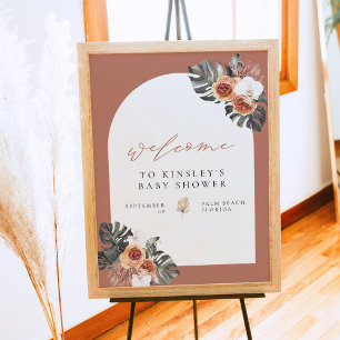 KINSLEY Boho Terracotta Baby Shower Welcome Poster
