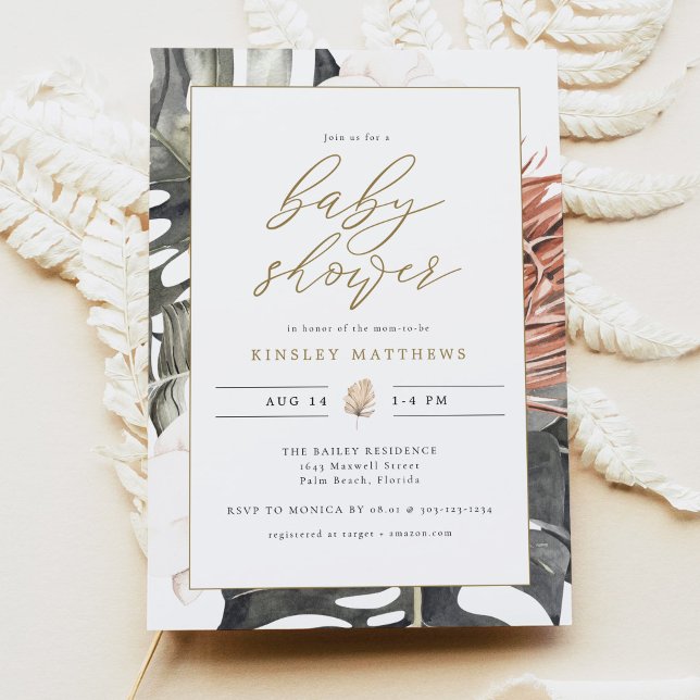 KINSLEY Boho Terracotta Tropical Palm Baby Shower Invitation (Creator Uploaded)
