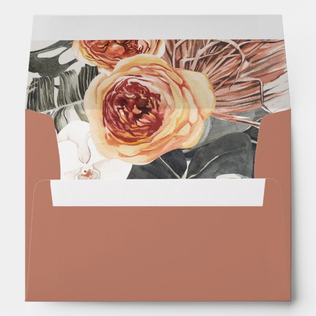 KINSLEY Boho Tropical Floral Terracotta Envelope (Back (Bottom))