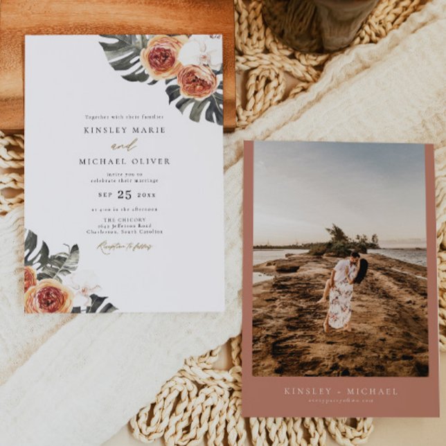 KINSLEY Tropical Boho Terracotta Photo Wedding Invitation (Creator Uploaded)