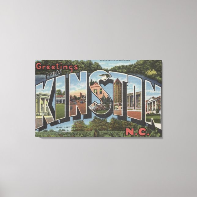 Kinston, North Carolina - Large Letter Scenes Canvas Print (Front)
