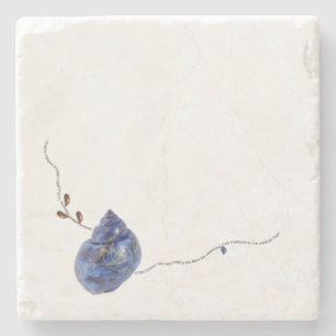 Kintsugi blue snail seashell poem repair with gold stone coaster