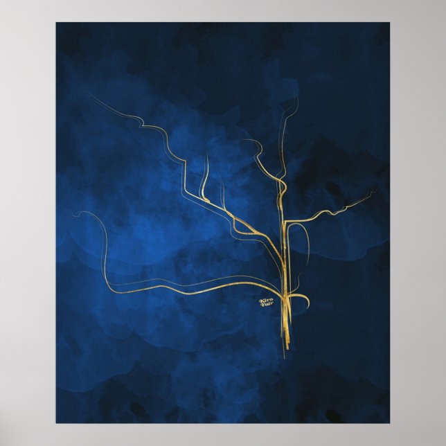 Kintsugi Electric Blue blue gold kintsugi japan ma Poster (Front)