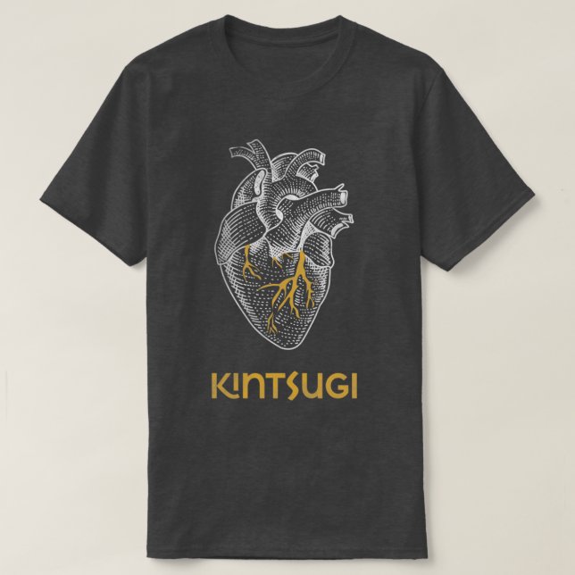 Kintsugi Japanese Pottery Heart with Gold T-Shirt (Design Front)