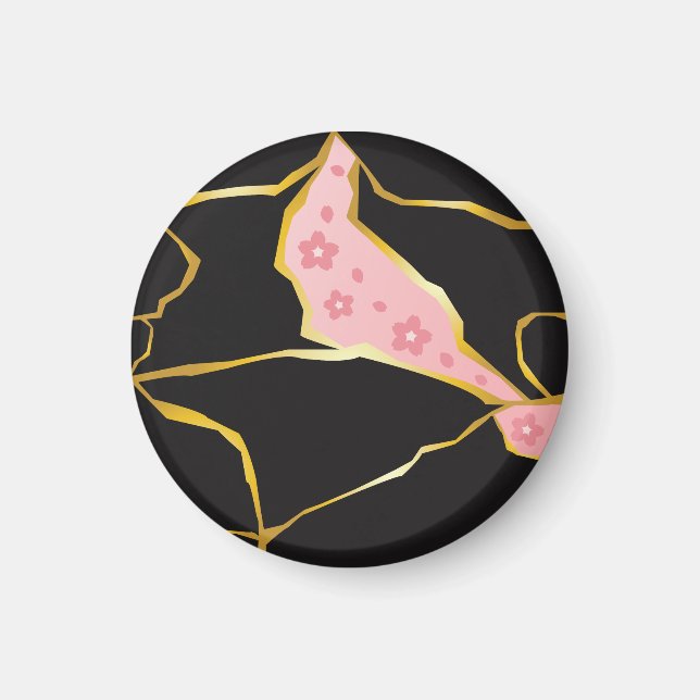 Kintsugi Magnet with Cherry Blossom Accents (Front)