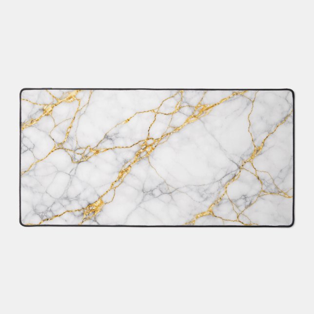 Kintsugi Marble Gold Fracture Luxury Desk Mat (Front)