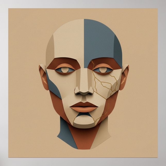 Kintsugi Muse: Abstract Paper-Sculpted Portrait Poster (Front)