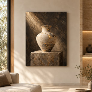 Kintsugi Vessel Gold Restoration Art Canvas Print