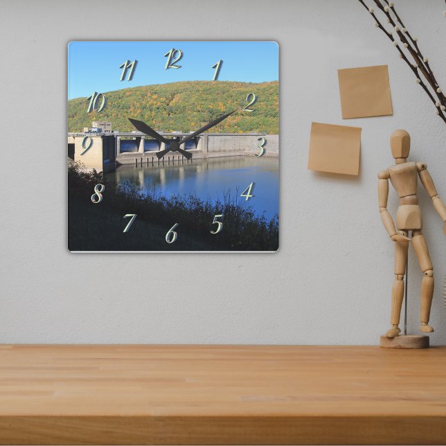 Kinzua Dam Colorful Picturesque Fall Views Square Wall Clock (Creator Uploaded)