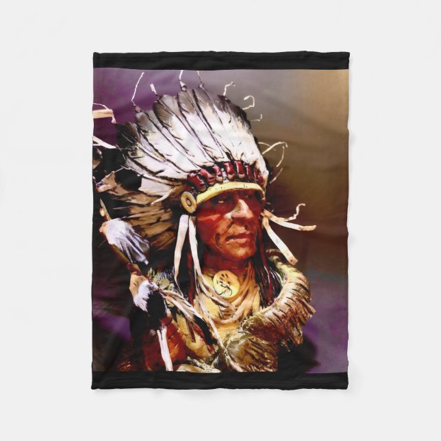 "Kiowa Chief" original art Fleece Blanket (Front)