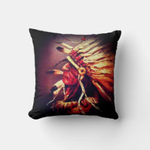 "Kiowa Chief" original art Throw Pillow