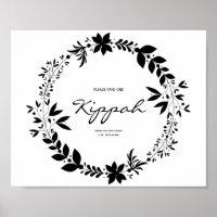 Kippah Sign, Customisable Kippot Wedding Sign